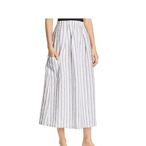 Eileen Fisher Black and White Striped Wide-Leg Skirt